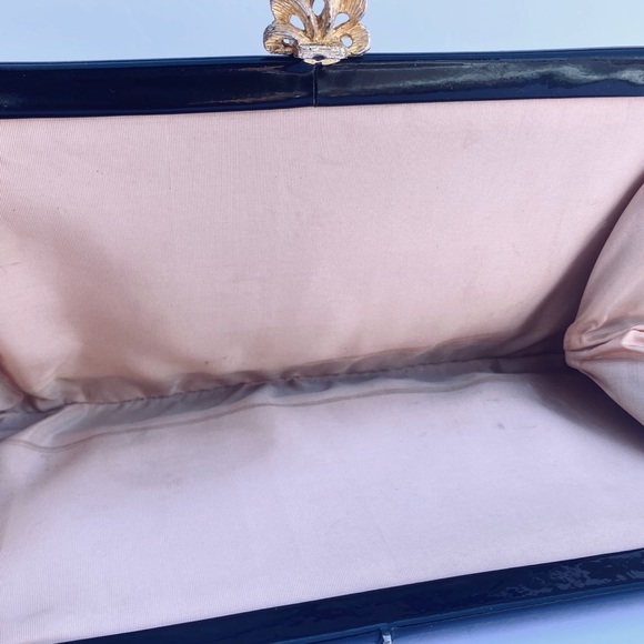 Vintage Clasp Black Patent Leather Clutch Purse - Picture 5 of 5